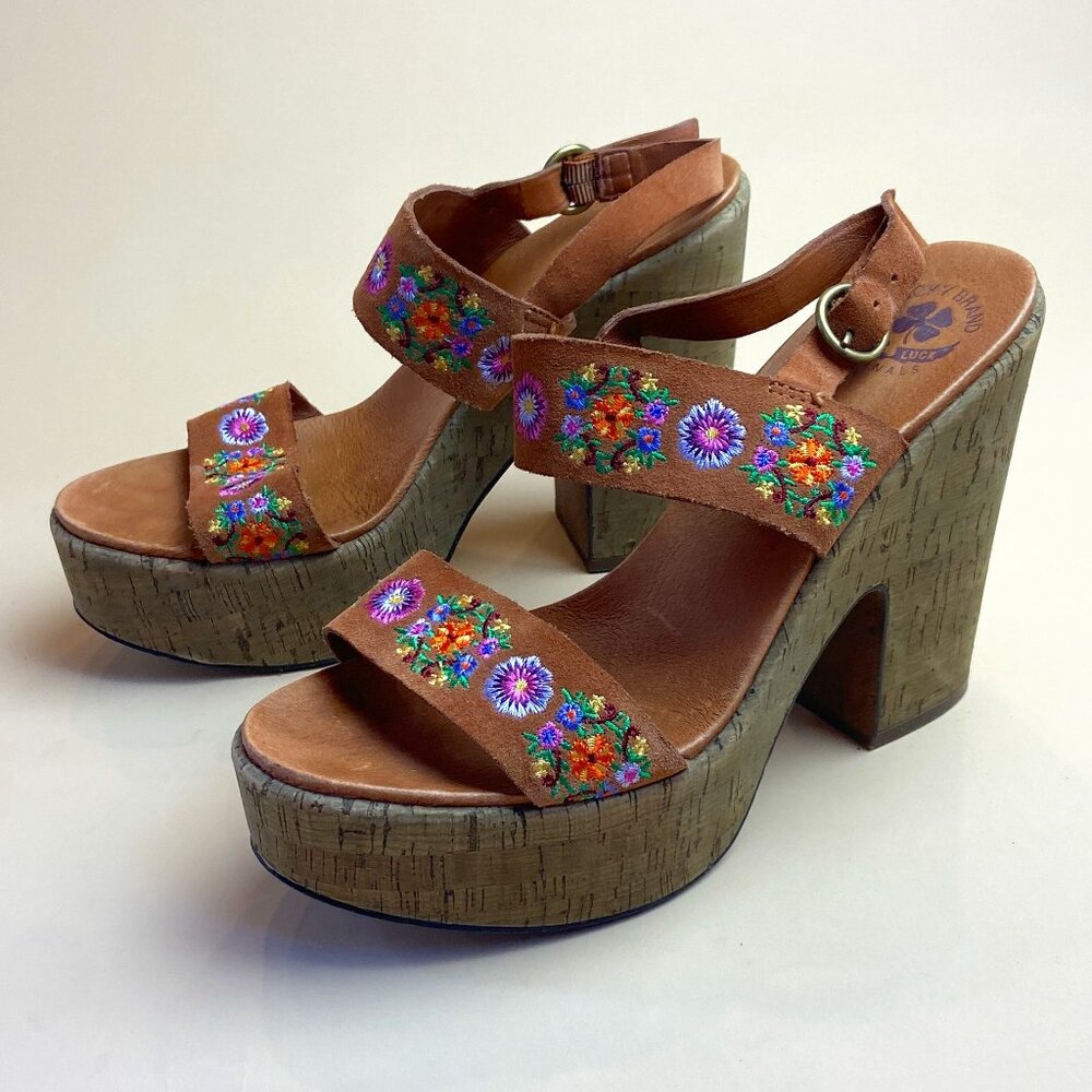 Lucky Brand Festival Y2K Flower Platform Sandals - Size 9 US